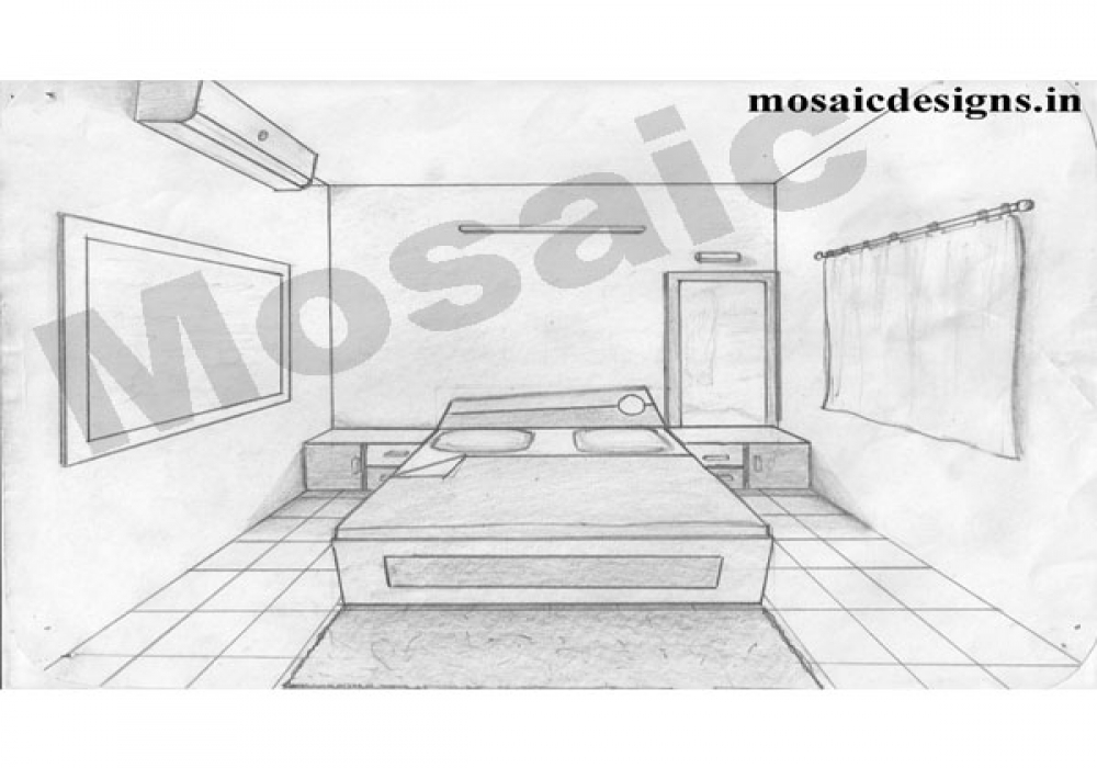 Back > Gallery For > One Point Perspective Bedroom Sketch